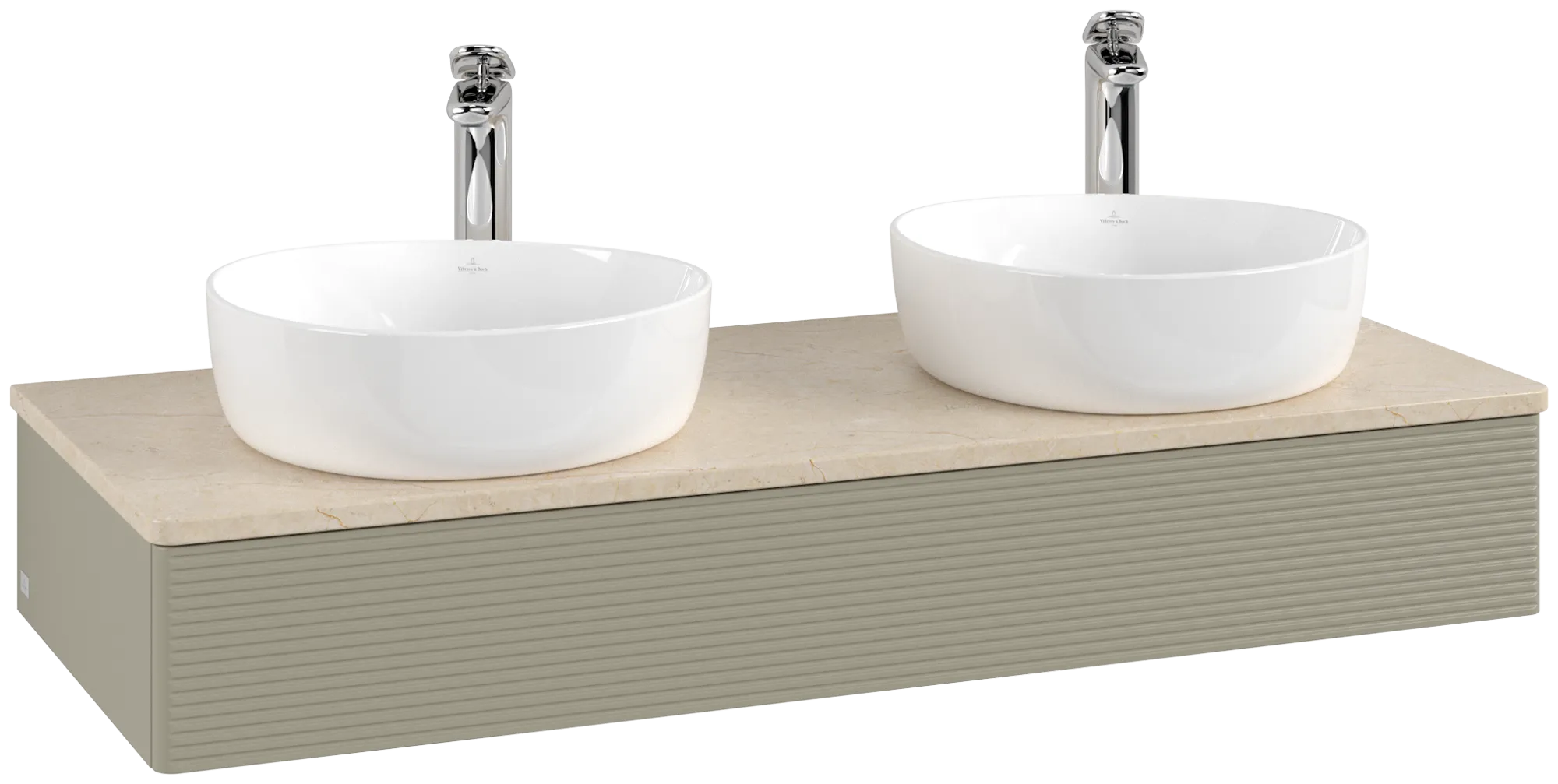 Bild von VILLEROY BOCH Antao Waschbeckenunterschrank, mit Beleuchtung, 1 Auszug, 1200 x 190 x 500 mm, Front mit Struktur, Stone Grey Matt Lacquer / Botticino #L13153HK