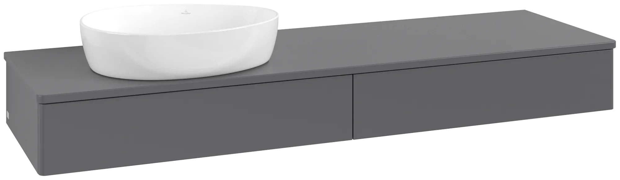 Bild von VILLEROY BOCH Antao Waschbeckenunterschrank, mit Beleuchtung, 2 Auszüge, 1600 x 190 x 500 mm, Front ohne Struktur, Anthracite Matt Lacquer / Anthracite Matt Lacquer #L15050GK