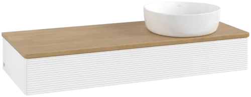 Bild von VILLEROY BOCH Antao Waschbeckenunterschrank, mit Beleuchtung, 1 Auszug, 1200 x 190 x 500 mm, Front mit Struktur, White Matt Lacquer / Honey Oak #L12111MT