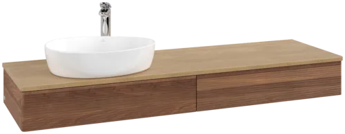 Bild von VILLEROY BOCH Antao Waschbeckenunterschrank, mit Beleuchtung, 2 Auszüge, 1600 x 190 x 500 mm, Front mit Struktur, Warm Walnut / Honey Oak #L15151HM