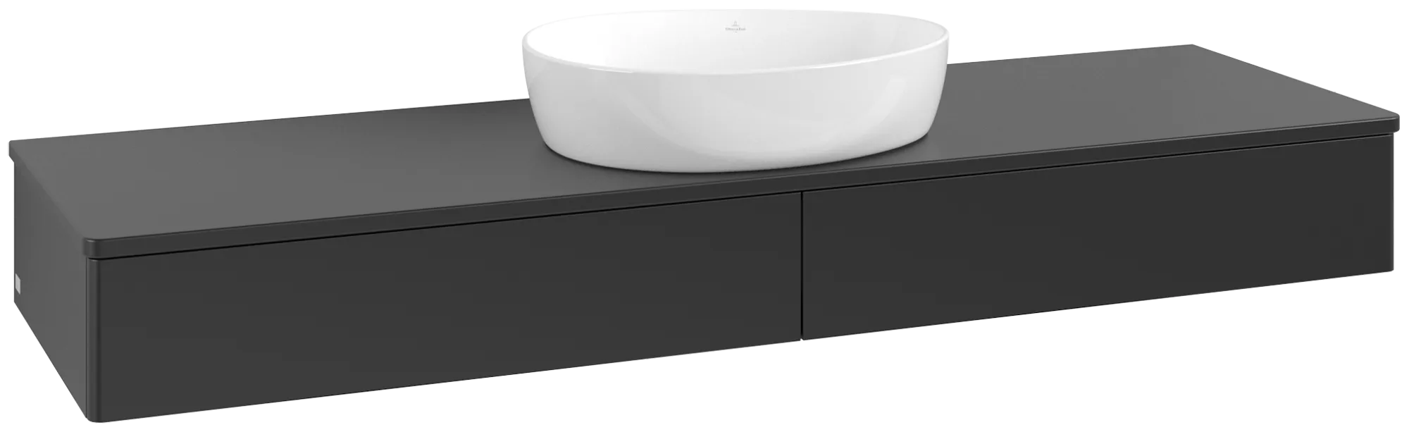 Bild von VILLEROY BOCH Antao Waschbeckenunterschrank, mit Beleuchtung, 2 Auszüge, 1600 x 190 x 500 mm, Front ohne Struktur, Black Matt Lacquer / Black Matt Lacquer #L14050PD