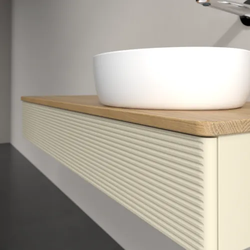 Bild von VILLEROY BOCH Antao Waschbeckenunterschrank, mit Beleuchtung, 1 Auszug, 1200 x 190 x 500 mm, Front mit Struktur, Silk Grey Matt Lacquer / Honey Oak #L12111HJ