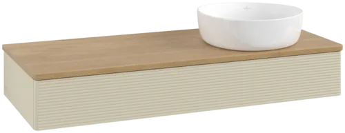 Bild von VILLEROY BOCH Antao Waschbeckenunterschrank, mit Beleuchtung, 1 Auszug, 1200 x 190 x 500 mm, Front mit Struktur, Silk Grey Matt Lacquer / Honey Oak #L12111HJ