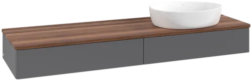Bild von VILLEROY BOCH Antao Waschbeckenunterschrank, mit Beleuchtung, 2 Auszüge, 1600 x 190 x 500 mm, Front ohne Struktur, Anthracite Matt Lacquer / Warm Walnut #L16012GK