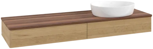 Bild von VILLEROY BOCH Antao Waschbeckenunterschrank, mit Beleuchtung, 2 Auszüge, 1600 x 190 x 500 mm, Front ohne Struktur, Honey Oak / Warm Walnut #L16012HN