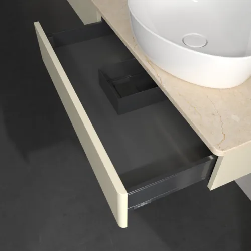Bild von VILLEROY BOCH Antao Waschbeckenunterschrank, mit Beleuchtung, 2 Auszüge, 1600 x 190 x 500 mm, Front ohne Struktur, Silk Grey Matt Lacquer / Botticino #L16053HJ