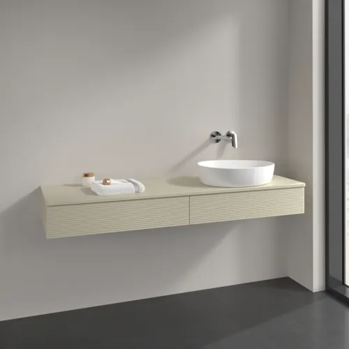 Bild von VILLEROY BOCH Antao Waschbeckenunterschrank, mit Beleuchtung, 2 Auszüge, 1600 x 190 x 500 mm, Front mit Struktur, Silk Grey Matt Lacquer / Silk Grey Matt Lacquer #L16110HJ