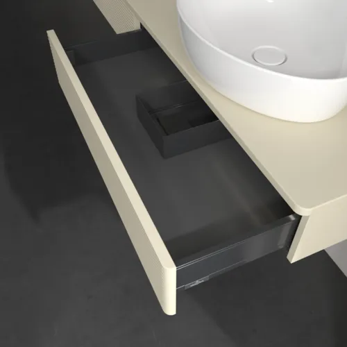 Bild von VILLEROY BOCH Antao Waschbeckenunterschrank, mit Beleuchtung, 2 Auszüge, 1600 x 190 x 500 mm, Front mit Struktur, Silk Grey Matt Lacquer / Silk Grey Matt Lacquer #L16110HJ