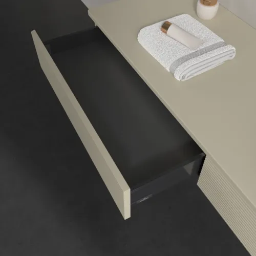 Bild von VILLEROY BOCH Antao Waschbeckenunterschrank, mit Beleuchtung, 2 Auszüge, 1600 x 190 x 500 mm, Front mit Struktur, Silk Grey Matt Lacquer / Silk Grey Matt Lacquer #L16110HJ