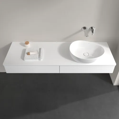 Bild von VILLEROY BOCH Antao Waschbeckenunterschrank, mit Beleuchtung, 2 Auszüge, 1600 x 190 x 500 mm, Front mit Struktur, White Matt Lacquer / White Matt Lacquer #L16110MT