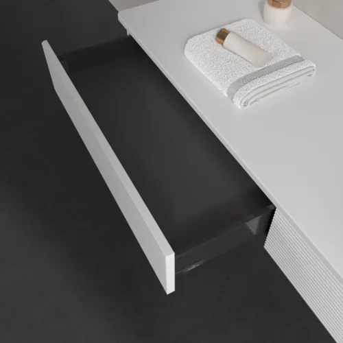 Bild von VILLEROY BOCH Antao Waschbeckenunterschrank, mit Beleuchtung, 2 Auszüge, 1600 x 190 x 500 mm, Front mit Struktur, White Matt Lacquer / White Matt Lacquer #L16110MT