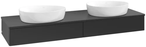 Bild von VILLEROY BOCH Antao Waschbeckenunterschrank, mit Beleuchtung, 2 Auszüge, 1600 x 190 x 500 mm, Front ohne Struktur, Black Matt Lacquer / Black Matt Lacquer #L17010PD
