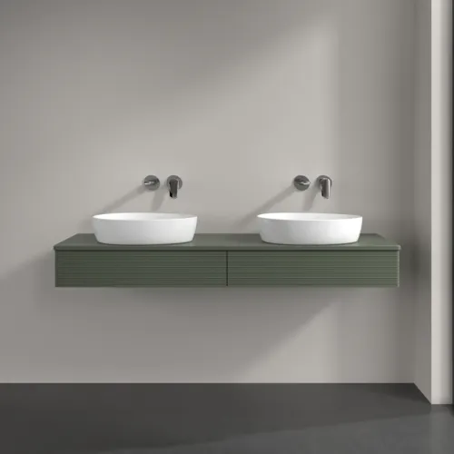 Bild von VILLEROY BOCH Antao Waschbeckenunterschrank, mit Beleuchtung, 2 Auszüge, 1600 x 190 x 500 mm, Front mit Struktur, Leaf Green Matt Lacquer / Leaf Green Matt Lacquer #L17110HL