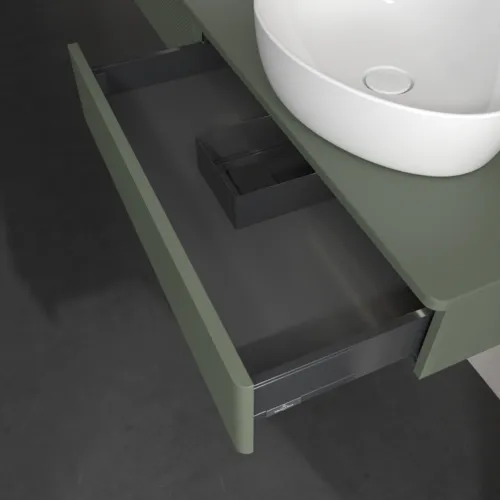 Bild von VILLEROY BOCH Antao Waschbeckenunterschrank, mit Beleuchtung, 2 Auszüge, 1600 x 190 x 500 mm, Front mit Struktur, Leaf Green Matt Lacquer / Leaf Green Matt Lacquer #L17110HL