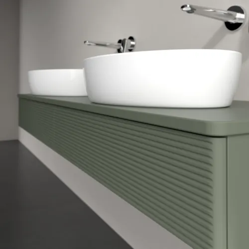 Bild von VILLEROY BOCH Antao Waschbeckenunterschrank, mit Beleuchtung, 2 Auszüge, 1600 x 190 x 500 mm, Front mit Struktur, Leaf Green Matt Lacquer / Leaf Green Matt Lacquer #L17110HL