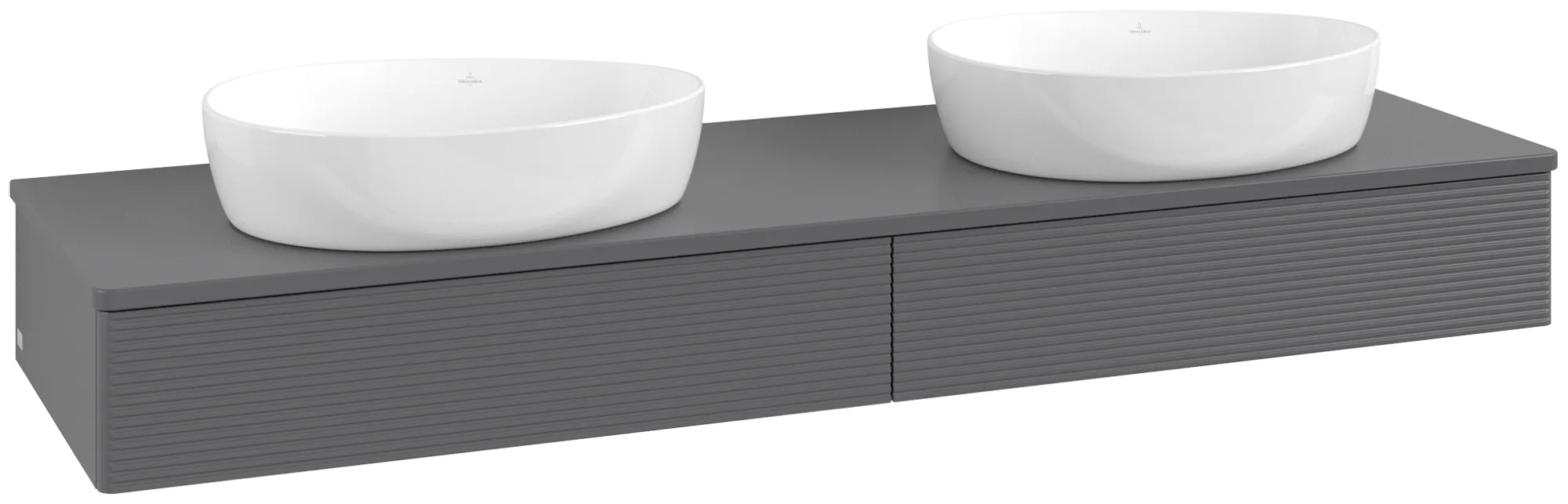Bild von VILLEROY BOCH Antao Waschbeckenunterschrank, mit Beleuchtung, 2 Auszüge, 1600 x 190 x 500 mm, Front mit Struktur, Anthracite Matt Lacquer / Anthracite Matt Lacquer #L17150GK