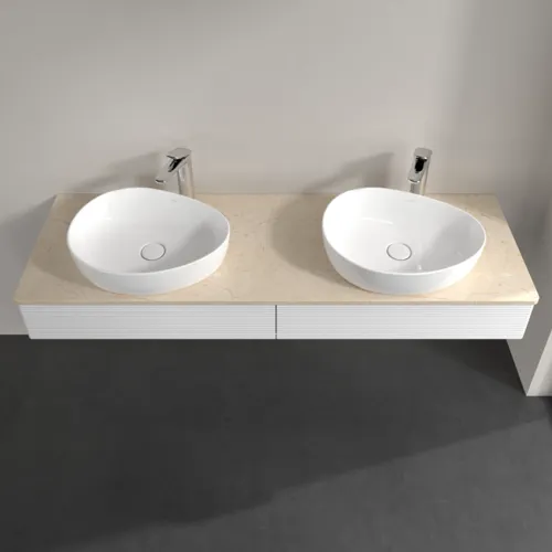 Bild von VILLEROY BOCH Antao Waschbeckenunterschrank, mit Beleuchtung, 2 Auszüge, 1600 x 190 x 500 mm, Front mit Struktur, Glossy White Lacquer / Botticino #L17153GF