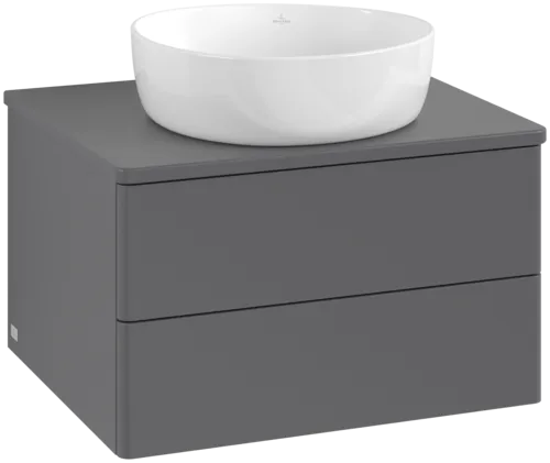 Bild von VILLEROY BOCH Antao Waschbeckenunterschrank, mit Beleuchtung, 2 Auszüge, 600 x 360 x 500 mm, Front ohne Struktur, Anthracite Matt Lacquer / Anthracite Matt Lacquer #L18010GK