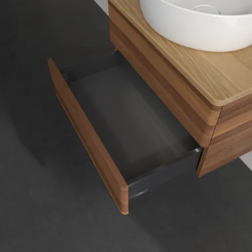 Bild von VILLEROY BOCH Antao Waschbeckenunterschrank, mit Beleuchtung, 2 Auszüge, 600 x 360 x 500 mm, Front ohne Struktur, Warm Walnut / Honey Oak #L18011HM