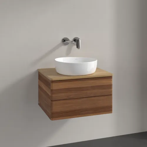 Bild von VILLEROY BOCH Antao Waschbeckenunterschrank, mit Beleuchtung, 2 Auszüge, 600 x 360 x 500 mm, Front ohne Struktur, Warm Walnut / Honey Oak #L18011HM