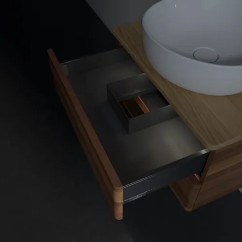 Bild von VILLEROY BOCH Antao Waschbeckenunterschrank, mit Beleuchtung, 2 Auszüge, 600 x 360 x 500 mm, Front ohne Struktur, Warm Walnut / Honey Oak #L18011HM