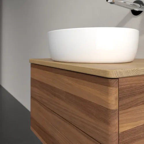Bild von VILLEROY BOCH Antao Waschbeckenunterschrank, mit Beleuchtung, 2 Auszüge, 600 x 360 x 500 mm, Front ohne Struktur, Warm Walnut / Honey Oak #L18011HM