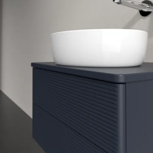 Bild von VILLEROY BOCH Antao Waschbeckenunterschrank, mit Beleuchtung, 2 Auszüge, 600 x 360 x 500 mm, Front mit Struktur, Midnight Blue Matt Lacquer / Midnight Blue Matt Lacquer #L18150HG