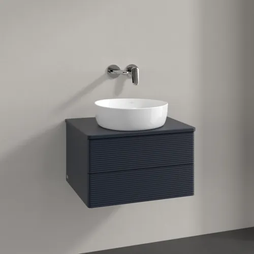 Bild von VILLEROY BOCH Antao Waschbeckenunterschrank, mit Beleuchtung, 2 Auszüge, 600 x 360 x 500 mm, Front mit Struktur, Midnight Blue Matt Lacquer / Midnight Blue Matt Lacquer #L18150HG