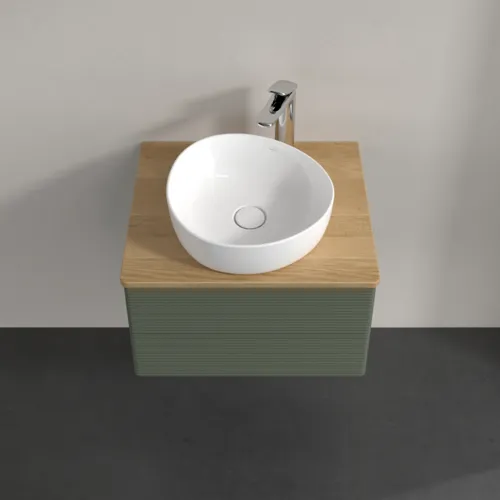 Bild von VILLEROY BOCH Antao Waschbeckenunterschrank, mit Beleuchtung, 2 Auszüge, 600 x 360 x 500 mm, Front mit Struktur, Leaf Green Matt Lacquer / Honey Oak #L18151HL