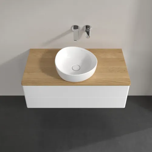 Obrázek VILLEROY BOCH Antao Vanity unit, with lighting, 2 pull-out compartments, 1000 x 360 x 500 mm, Front without structure, White Matt Lacquer / Honey Oak #L20011MT