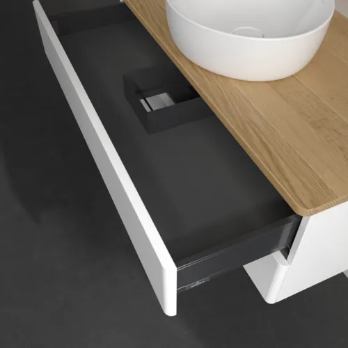 Obrázek VILLEROY BOCH Antao Vanity unit, with lighting, 2 pull-out compartments, 1000 x 360 x 500 mm, Front without structure, White Matt Lacquer / Honey Oak #L20011MT