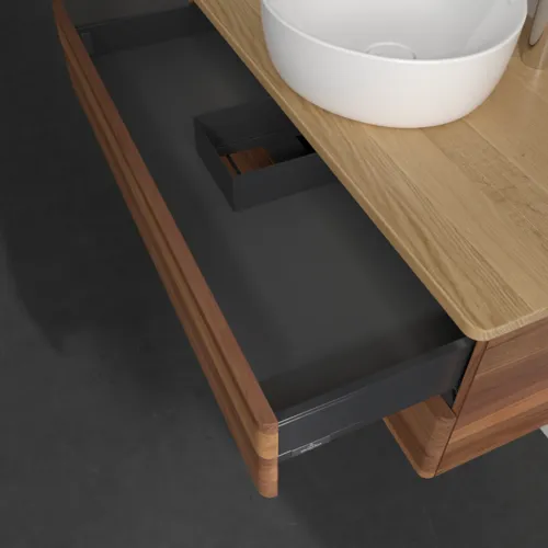 Picture of VILLEROY BOCH Antao Vanity unit, with lighting, 2 pull-out compartments, 1000 x 360 x 500 mm, Front without structure, Warm Walnut / Honey Oak #L20051HM