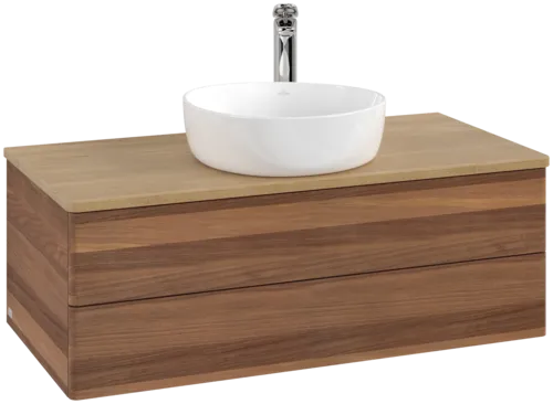 Bild von VILLEROY BOCH Antao Waschbeckenunterschrank, mit Beleuchtung, 2 Auszüge, 1000 x 360 x 500 mm, Front ohne Struktur, Warm Walnut / Honey Oak #L20051HM
