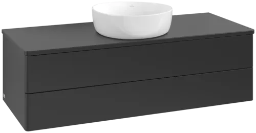 Bild von VILLEROY BOCH Antao Waschbeckenunterschrank, mit Beleuchtung, 2 Auszüge, 1200 x 360 x 500 mm, Front ohne Struktur, Black Matt Lacquer / Black Matt Lacquer #L21010PD