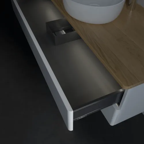 Obrázek VILLEROY BOCH Antao Vanity unit, with lighting, 2 pull-out compartments, 1200 x 360 x 500 mm, Front without structure, Glossy White Lacquer / Honey Oak #L21051GF