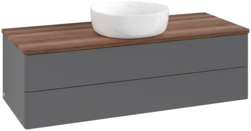 Obrázek VILLEROY BOCH Antao Vanity unit, with lighting, 2 pull-out compartments, 1200 x 360 x 500 mm, Front without structure, Anthracite Matt Lacquer / Warm Walnut #L21012GK