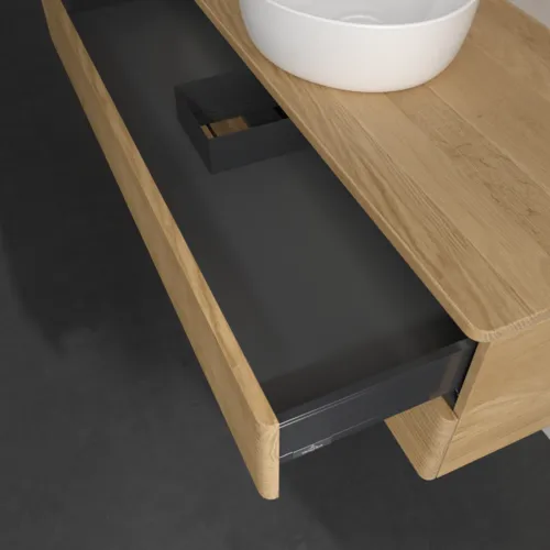 Obrázek VILLEROY BOCH Antao Vanity unit, with lighting, 2 pull-out compartments, 1200 x 360 x 500 mm, Front with grain texture, Honey Oak / Honey Oak #L21111HN
