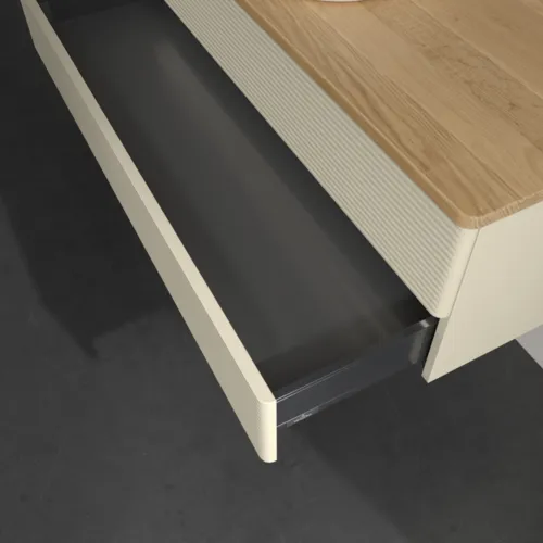 Bild von VILLEROY BOCH Antao Waschbeckenunterschrank, mit Beleuchtung, 2 Auszüge, 1200 x 360 x 500 mm, Front mit Struktur, Silk Grey Matt Lacquer / Honey Oak #L21111HJ