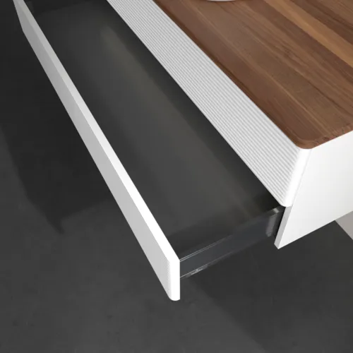Bild von VILLEROY BOCH Antao Waschbeckenunterschrank, mit Beleuchtung, 2 Auszüge, 1200 x 360 x 500 mm, Front mit Struktur, White Matt Lacquer / Warm Walnut #L21152MT