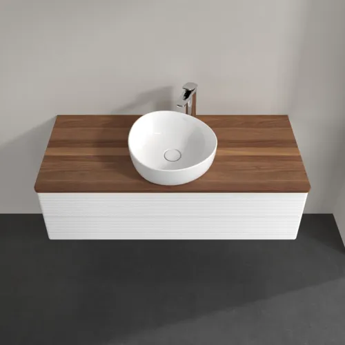 Bild von VILLEROY BOCH Antao Waschbeckenunterschrank, mit Beleuchtung, 2 Auszüge, 1200 x 360 x 500 mm, Front mit Struktur, White Matt Lacquer / Warm Walnut #L21152MT