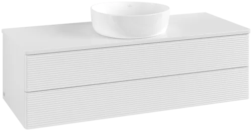 Bild von VILLEROY BOCH Antao Waschbeckenunterschrank, mit Beleuchtung, 2 Auszüge, 1200 x 360 x 500 mm, Front mit Struktur, Glossy White Lacquer / Glossy White Lacquer #L21150GF