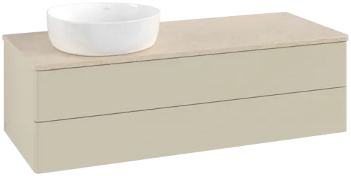 Bild von VILLEROY BOCH Antao Waschbeckenunterschrank, mit Beleuchtung, 2 Auszüge, 1200 x 360 x 500 mm, Front ohne Struktur, Silk Grey Matt Lacquer / Botticino #L22013HJ