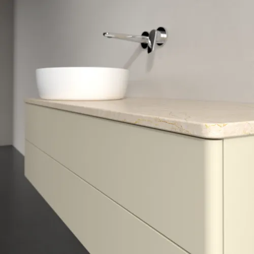 Bild von VILLEROY BOCH Antao Waschbeckenunterschrank, mit Beleuchtung, 2 Auszüge, 1200 x 360 x 500 mm, Front ohne Struktur, Silk Grey Matt Lacquer / Botticino #L22013HJ