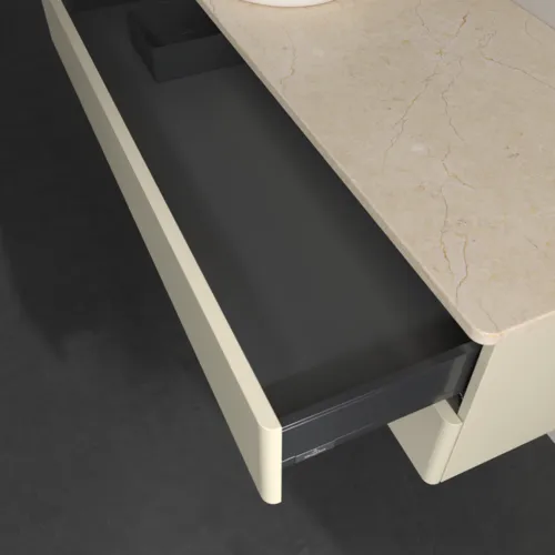 Bild von VILLEROY BOCH Antao Waschbeckenunterschrank, mit Beleuchtung, 2 Auszüge, 1200 x 360 x 500 mm, Front ohne Struktur, Silk Grey Matt Lacquer / Botticino #L22013HJ