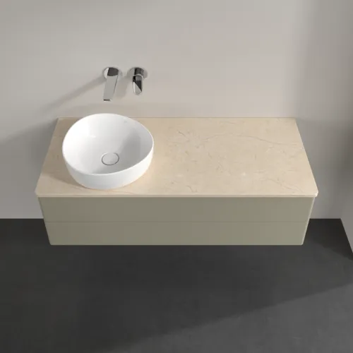Bild von VILLEROY BOCH Antao Waschbeckenunterschrank, mit Beleuchtung, 2 Auszüge, 1200 x 360 x 500 mm, Front ohne Struktur, Stone Grey Matt Lacquer / Botticino #L22013HK
