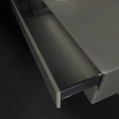 Bild von VILLEROY BOCH Antao Waschbeckenunterschrank, mit Beleuchtung, 2 Auszüge, 1200 x 360 x 500 mm, Front ohne Struktur, Stone Grey Matt Lacquer / Botticino #L22013HK
