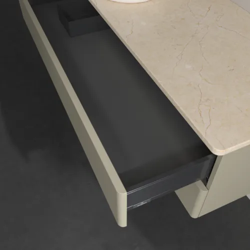 Bild von VILLEROY BOCH Antao Waschbeckenunterschrank, mit Beleuchtung, 2 Auszüge, 1200 x 360 x 500 mm, Front ohne Struktur, Stone Grey Matt Lacquer / Botticino #L22013HK