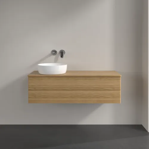 Bild von VILLEROY BOCH Antao Waschbeckenunterschrank, mit Beleuchtung, 2 Auszüge, 1200 x 360 x 500 mm, Front mit Struktur, Honey Oak / Honey Oak #L22111HN