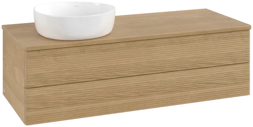 Bild von VILLEROY BOCH Antao Waschbeckenunterschrank, mit Beleuchtung, 2 Auszüge, 1200 x 360 x 500 mm, Front mit Struktur, Honey Oak / Honey Oak #L22111HN