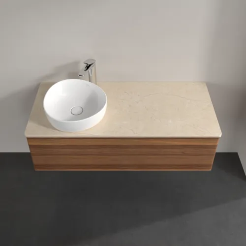 Obrázek VILLEROY BOCH Antao Vanity unit, with lighting, 2 pull-out compartments, 1200 x 360 x 500 mm, Front without structure, Warm Walnut / Botticino #L22053HM